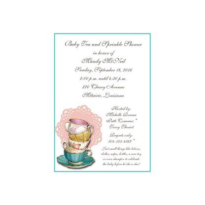 DOILY AND TEACUPS CUSTOM INVITATION