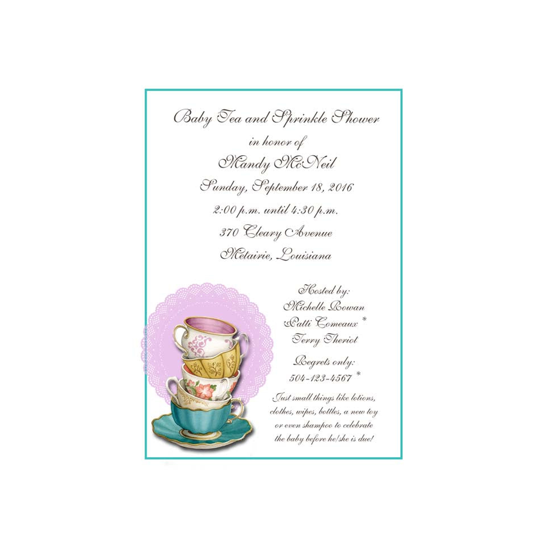 DOILY AND TEACUPS CUSTOM INVITATION