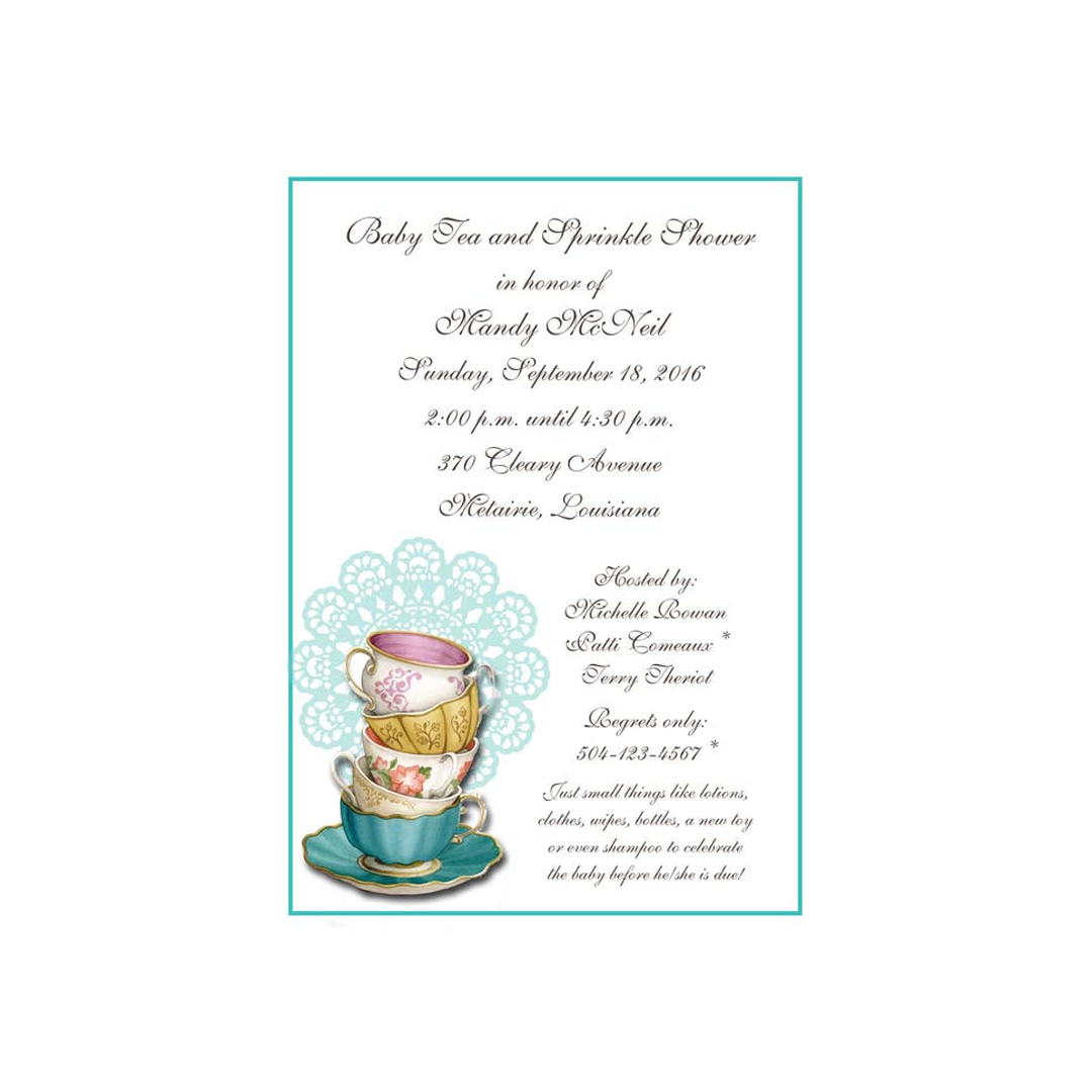 DOILY AND TEACUPS CUSTOM INVITATION