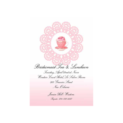 DOILY, ROSES AND TEA CUP CUSTOM INVITATION