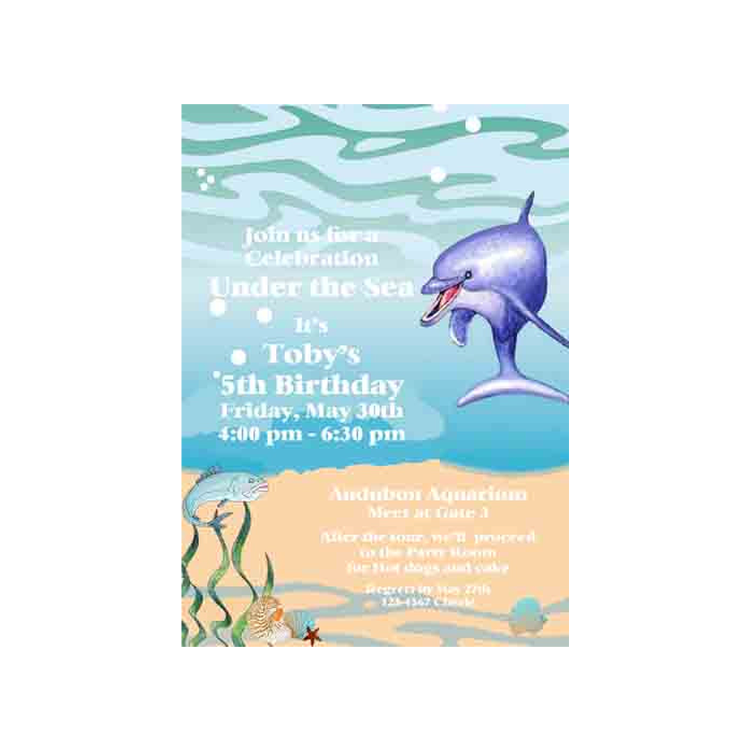 DOLPHIN IN THE SEA CUSTOM INVITATION