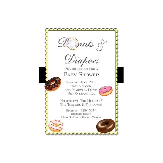 DONUTS AND DIAPERS CUSTOM INVITATION