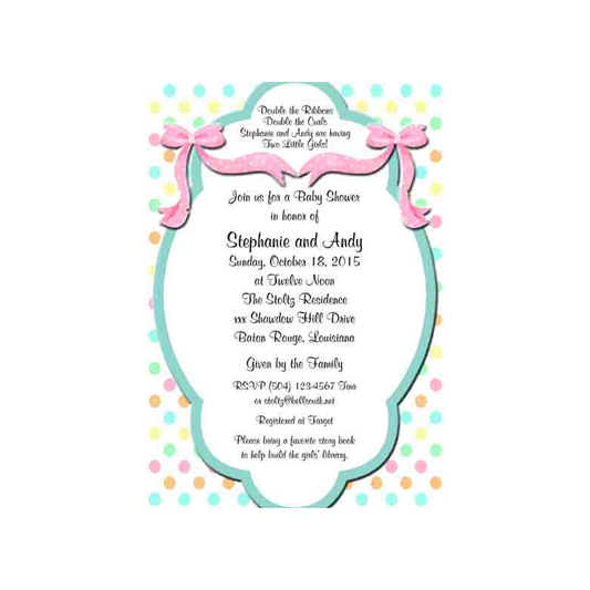 DOTS AND BOWS CUSTOM INVITATION