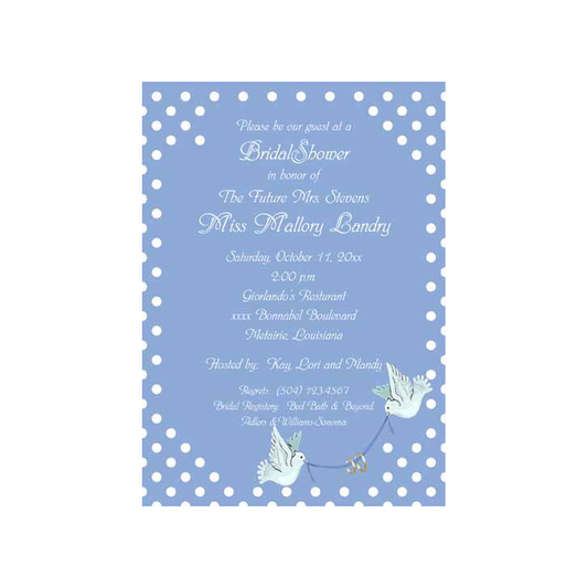 DOVES CARRYING RINGS CUSTOM INVITATION