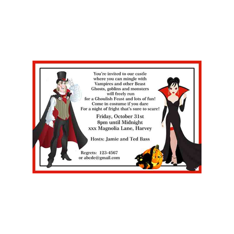 DRACULA AND  WOMAN VAMPIRE CUSTOM INVITATION