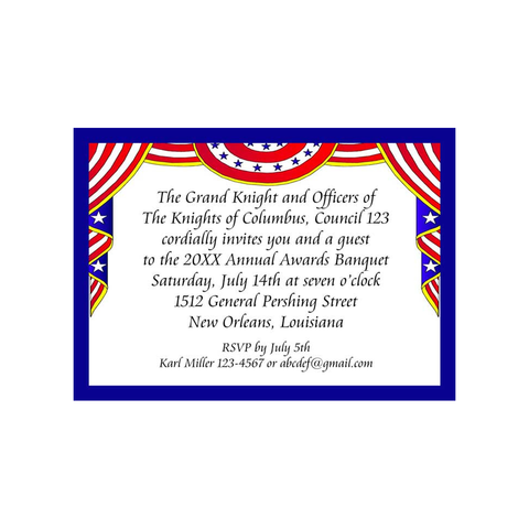 DRAPING AMERICAN FLAGS 1 CUSTOM INVITATION