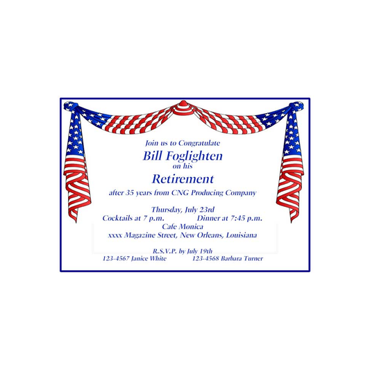 DRAPING AMERICAN FLAGS 2 CUSTOM INVITATION