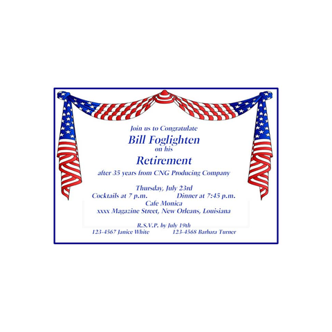 DRAPING AMERICAN FLAGS 2 CUSTOM INVITATION