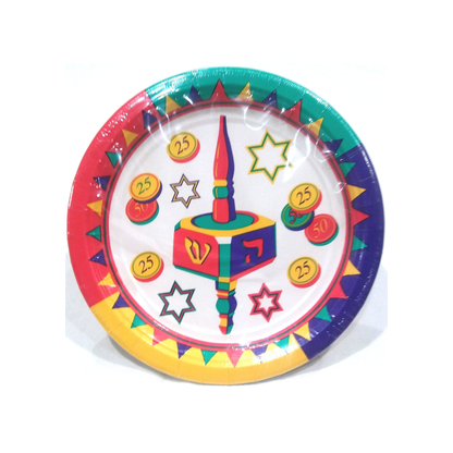 DREIDELS AND GELT 7 INCH PAPER PLATES
