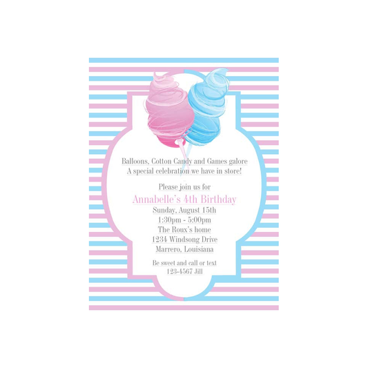 DUAL COTTON CANDY CUSTOM INVITATION