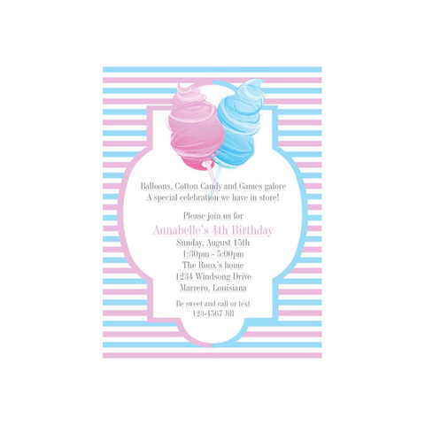 DUAL COTTON CANDY CUSTOM INVITATION
