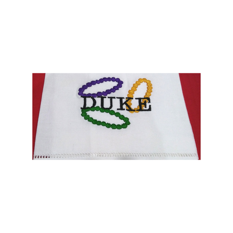 DUKE AND MARDI GRAS BEADS LINEN GUEST TOWEL