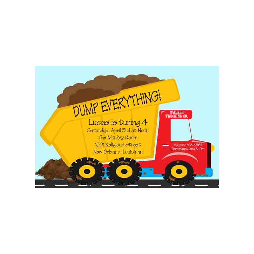 DUMP TRUCK CUSTOM INVITATION