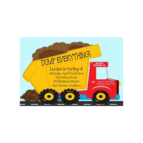 DUMP TRUCK CUSTOM INVITATION
