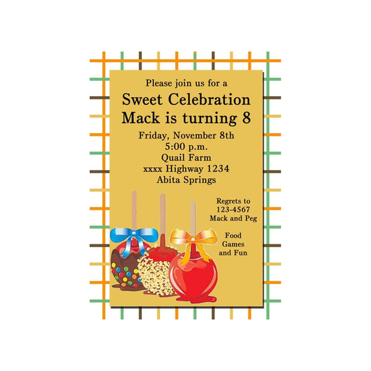 DUNKING FOR CANDY APPLES CUSTOM INVITATION