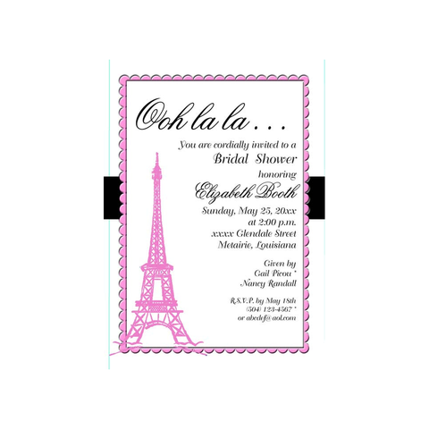 EIFFEL TOWER AND SCALLOPS CUSTOM INVITATION