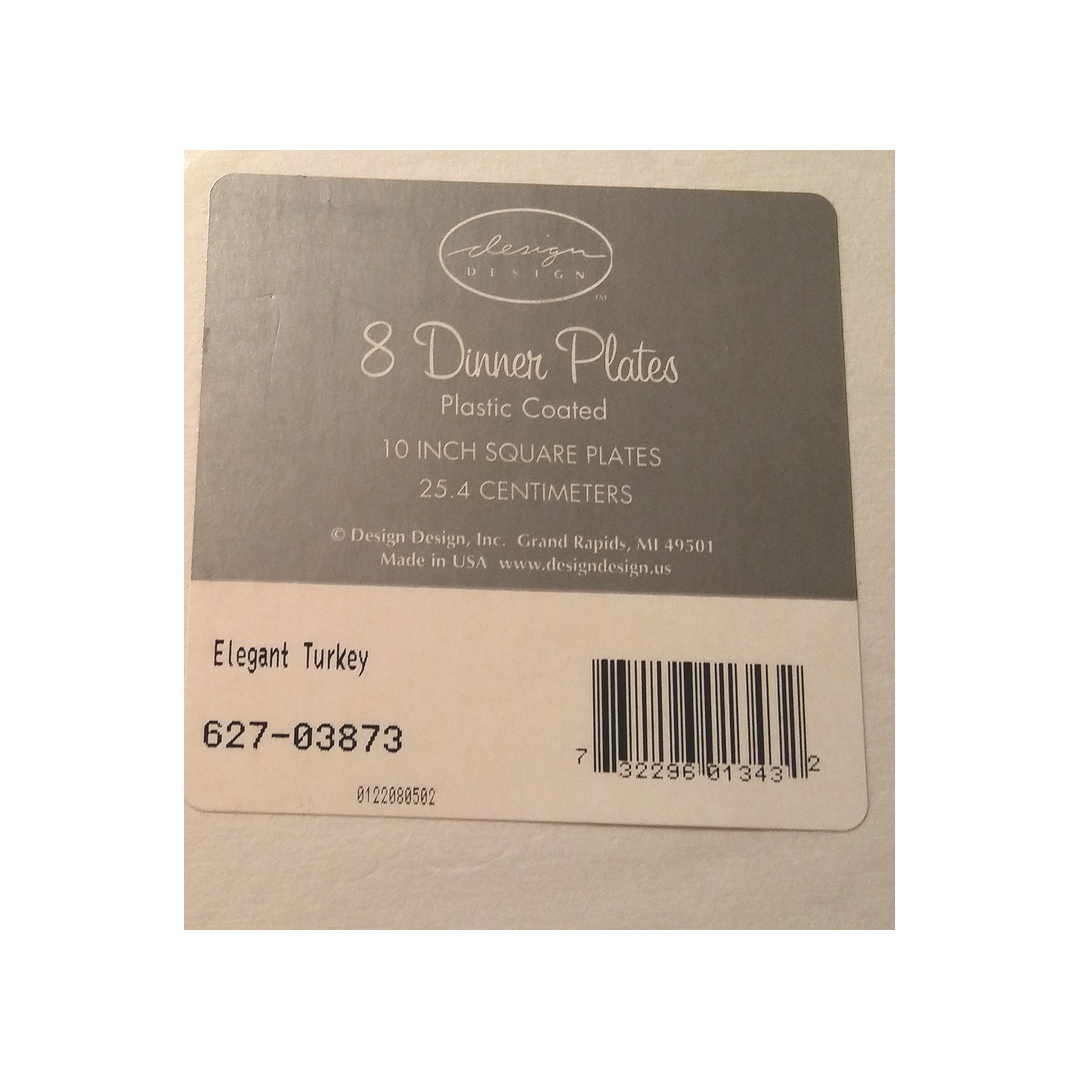 ELEGANT TURKEY 10" SQUARE PAPER PLATES