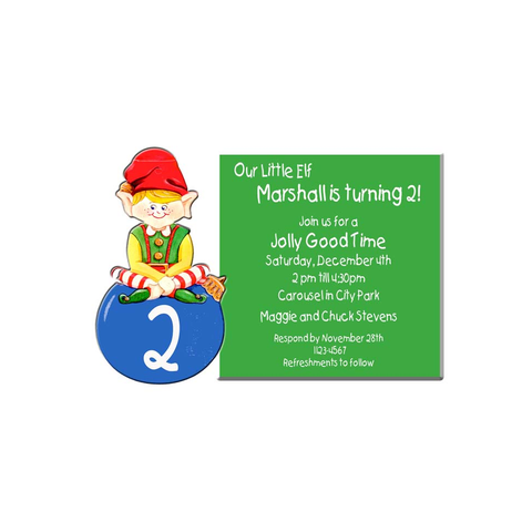ELF ON AN ORNAMENT CUSTOM INVITATION