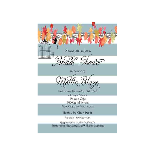 FALL GARLAND AND BIRD CAGE CUSTOM INVITATION