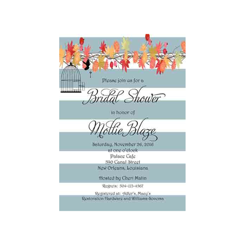 FALL GARLAND AND BIRD CAGE CUSTOM INVITATION