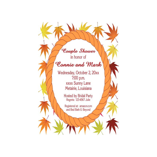 FALL LEAVES AND ROPE FRAME CUSTOM INVITATION