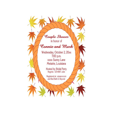 FALL LEAVES AND ROPE FRAME CUSTOM INVITATION