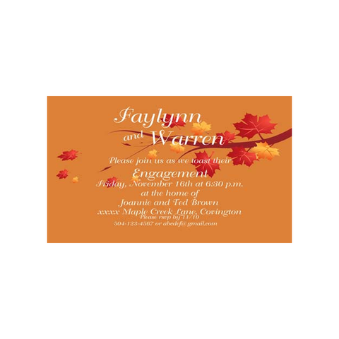 FALL LEAVES, AUTUMN TIME CUSTOM INVITATION