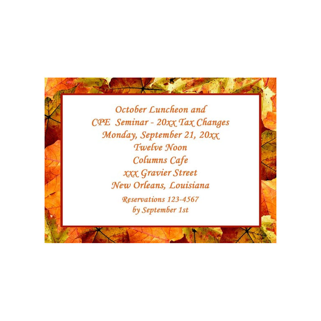 FALL LEAVES CUSTOM INVITATION