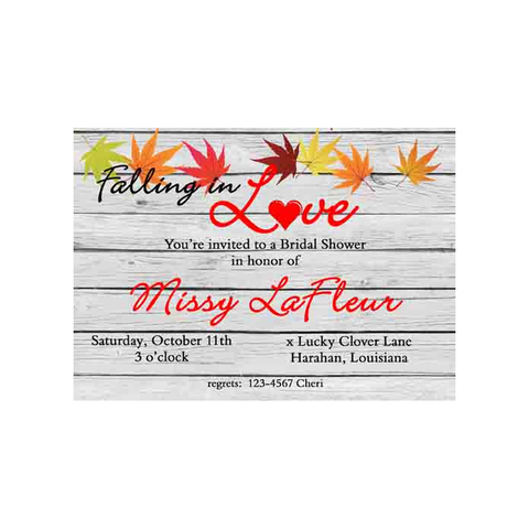 FALL LEAVES ON WOOD CUSTOM INVITATION