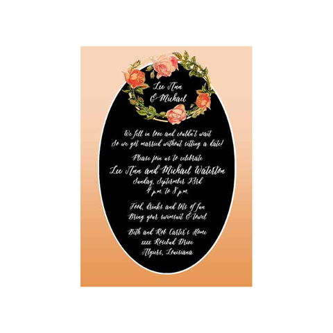 FALL WATERCOLOR WREATH OF ROSES CUSTOM INVITATION