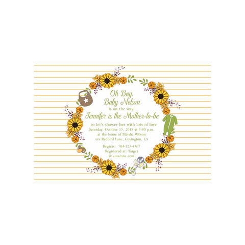 FALL WREATH OF LEAVES AND BABY ITEMS CUSTOM INVITATION