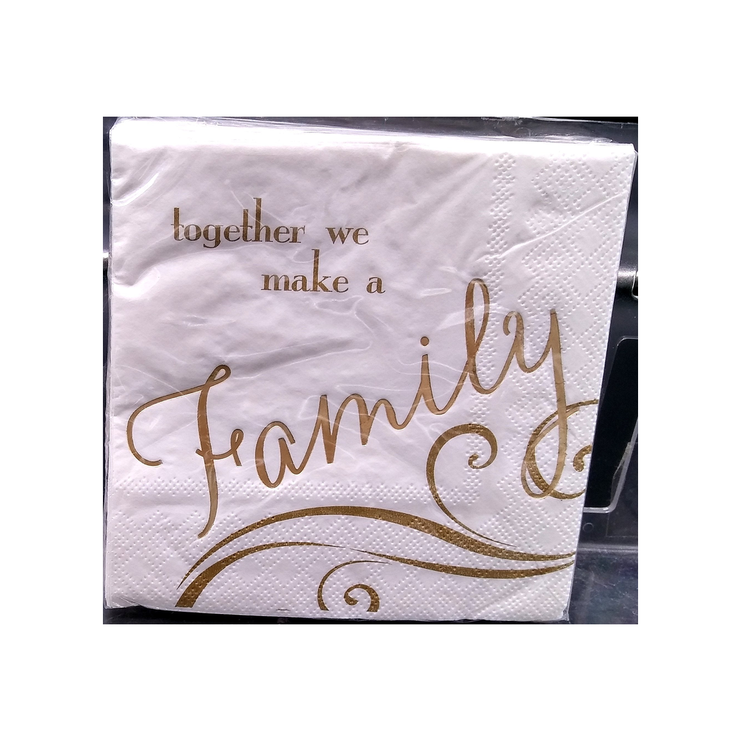 FAMILY GOLD FOIL IMPRINT PAPER BEVERAGE NAPKINS