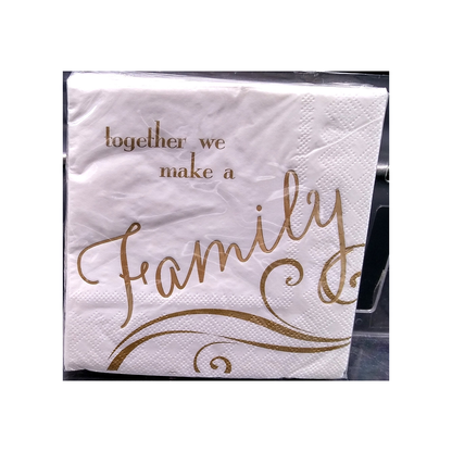 FAMILY GOLD FOIL IMPRINT PAPER BEVERAGE NAPKINS