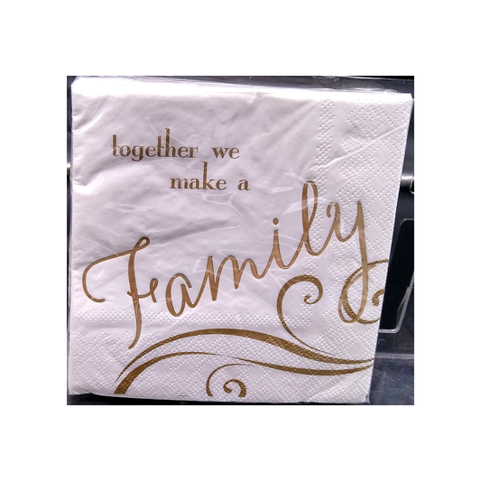 FAMILY GOLD FOIL IMPRINT PAPER BEVERAGE NAPKINS