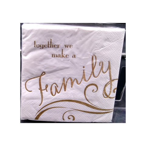 FAMILY GOLD FOIL IMPRINT PAPER BEVERAGE NAPKINS
