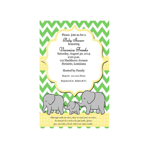 FAMILY OF 3 ELEPHANTS CUSTOM INVITATION