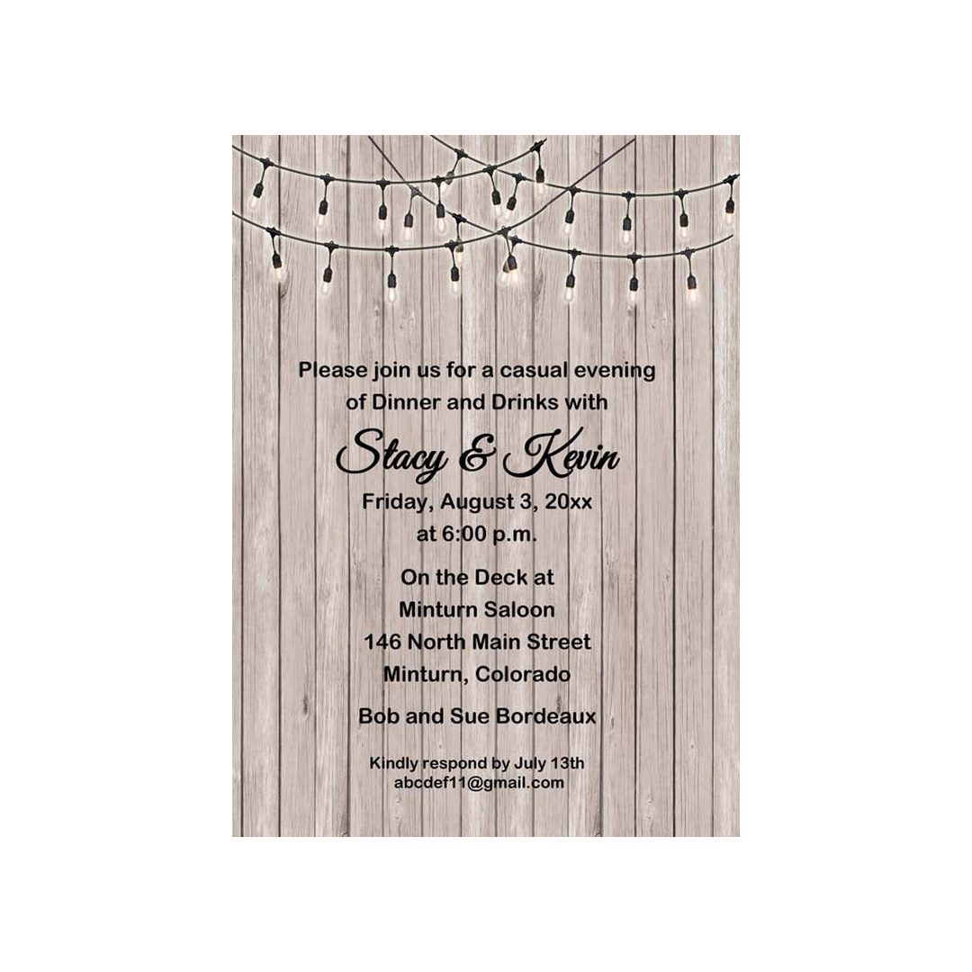 FENCE BOARDS AND TWINKLE LIGHTS CUSTOM INVITATION