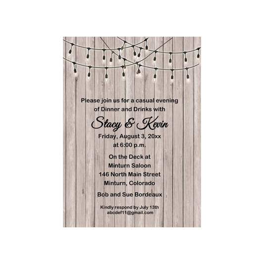 FENCE BOARDS AND TWINKLE LIGHTS CUSTOM INVITATION