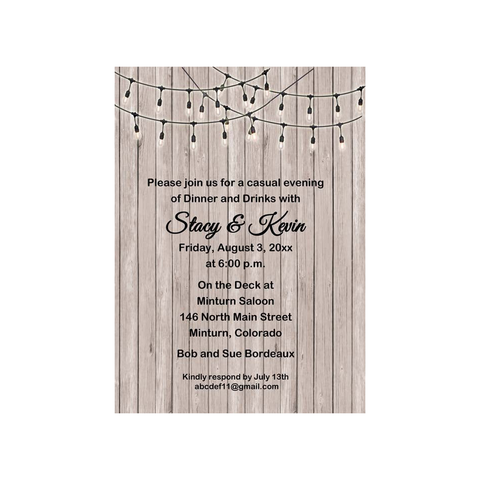 FENCE BOARDS AND TWINKLE LIGHTS CUSTOM INVITATION