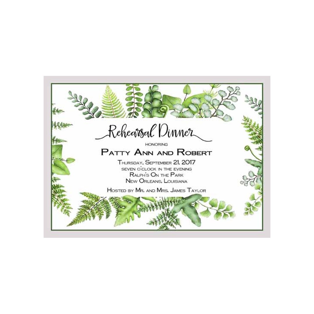 FERN AND LEAVES FRAME CUSTOM INVITATION