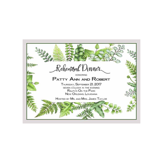 FERN AND LEAVES FRAME CUSTOM INVITATION