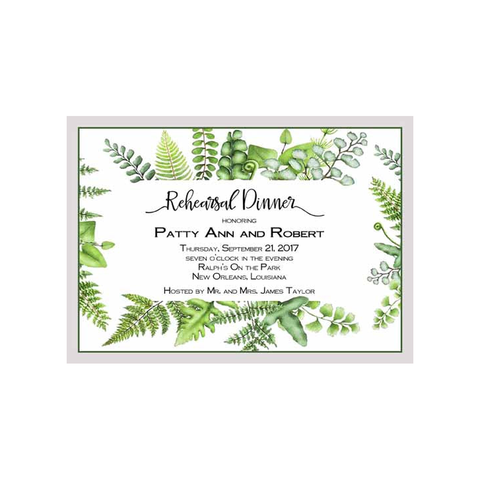 FERN AND LEAVES FRAME CUSTOM INVITATION