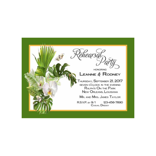FERN AND ORCHIDS CUSTOM INVITATION