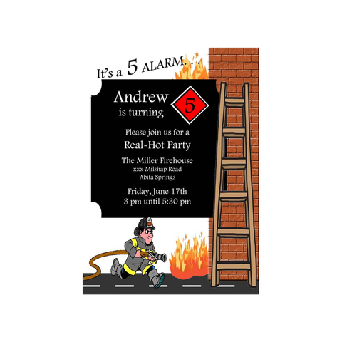 FIREMAN FIGHTING A FIRE CUSTOM INVITATION