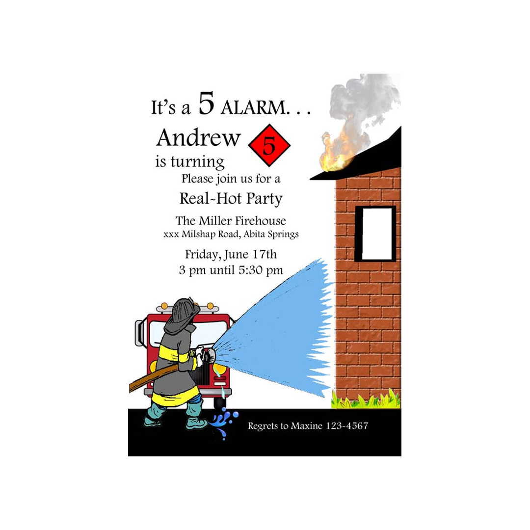 FIREMAN PUTTING OUT A FIRE CUSTOM INVITATION