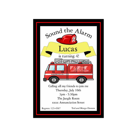 FIRE TRUCK CUSTOM INVITATION