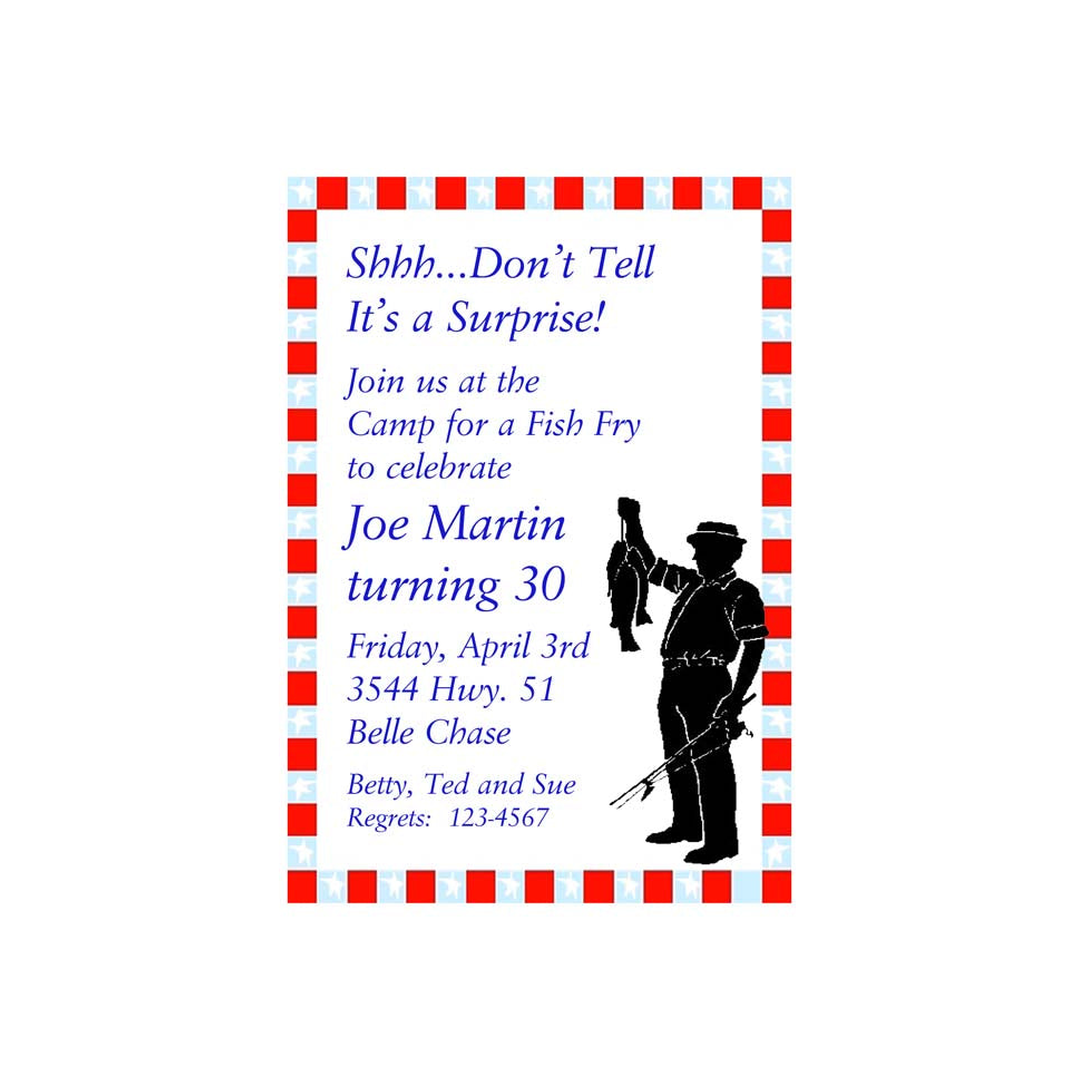 FISHERMAN WITH CATCH SILHOUETTE CUSTOM INVITATION