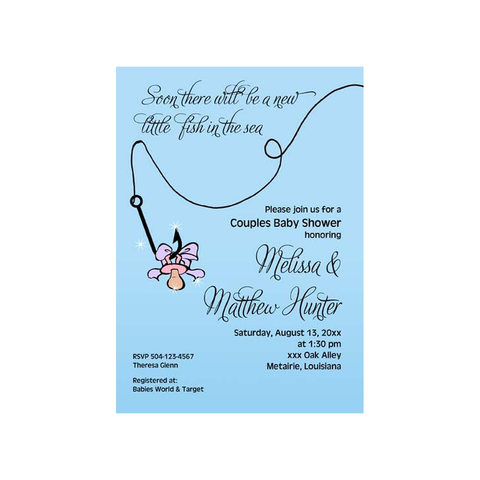 FISHING HOOK AND PACIFIER CUSTOM INVITATION