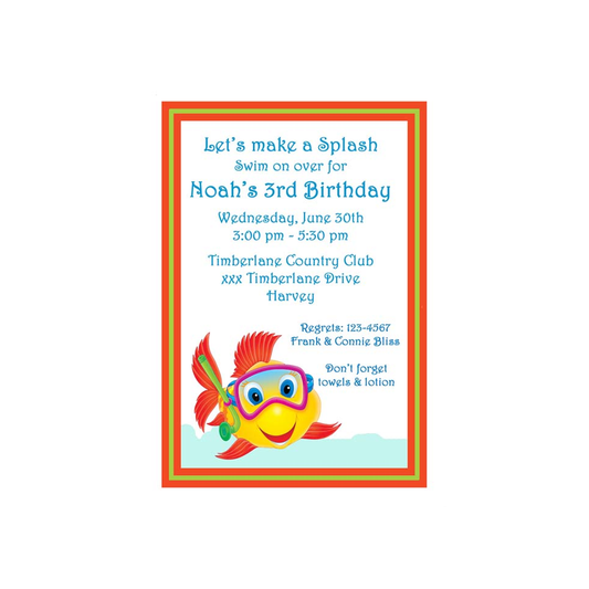 FISH WITH GOOGLES CUSTOM INVITATION