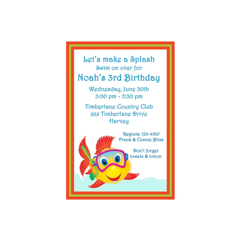 FISH WITH GOOGLES CUSTOM INVITATION